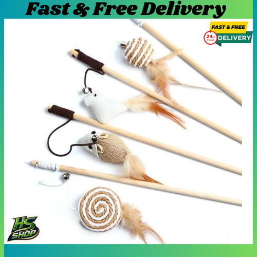 Cat kitten toy feather wand - cat,