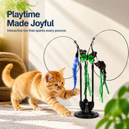 Suction cup cat teaser toy - cat,