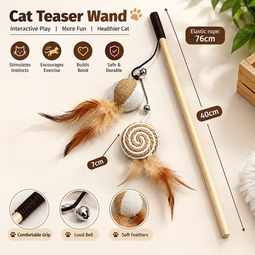Interactive cat teaser wand - teaser,