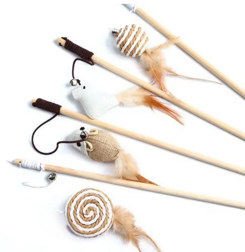Cat feather wand toy - wand,