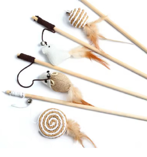 Cat feather wand toy - feather,