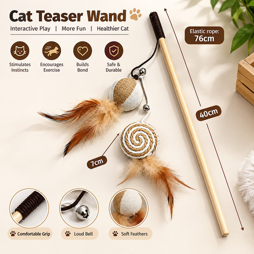 Interactive cat teaser wand - interactive,